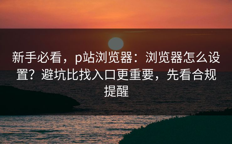 新手必看，p站浏览器：浏览器怎么设置？避坑比找入口更重要，先看合规提醒