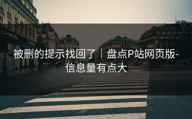 被删的提示找回了|盘点P站网页版-信息量有点大