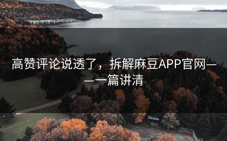 高赞评论说透了，拆解麻豆APP官网——一篇讲清