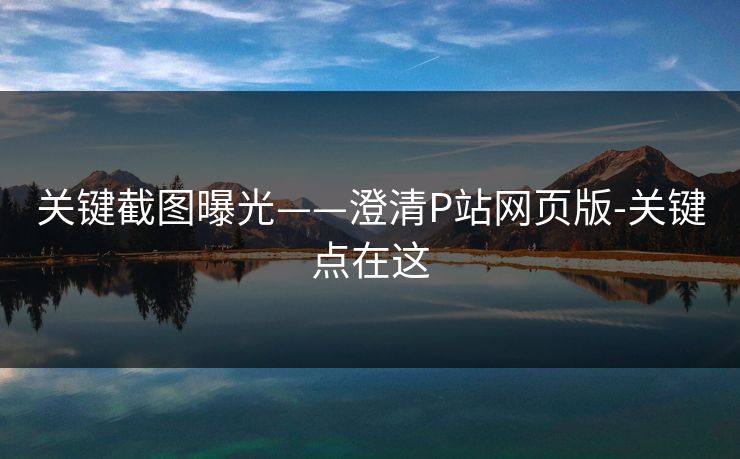 关键截图曝光——澄清P站网页版-关键点在这