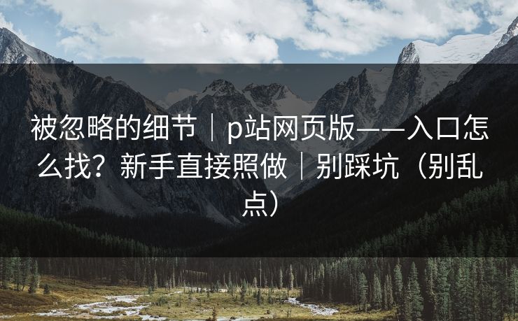 被忽略的细节｜p站网页版——入口怎么找？新手直接照做｜别踩坑（别乱点）