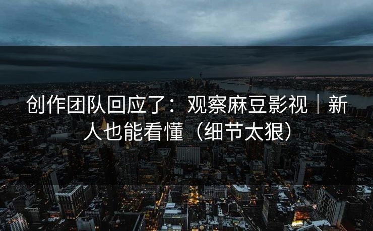 创作团队回应了：观察麻豆影视｜新人也能看懂（细节太狠）