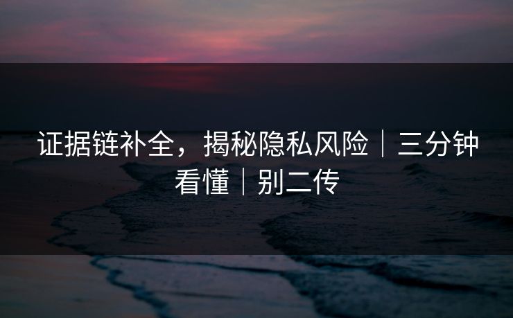 证据链补全，揭秘隐私风险｜三分钟看懂｜别二传