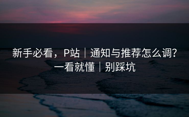 新手必看，P站｜通知与推荐怎么调？一看就懂｜别踩坑