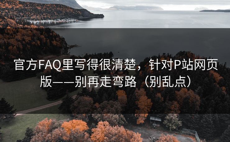 官方FAQ里写得很清楚，针对P站网页版——别再走弯路（别乱点）