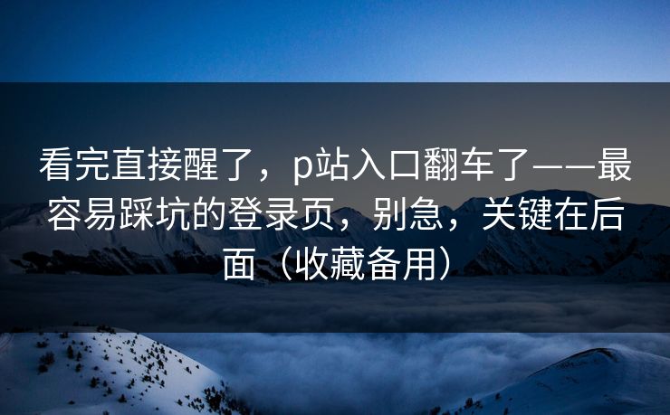 看完直接醒了，p站入口翻车了——最容易踩坑的登录页，别急，关键在后面（收藏备用）