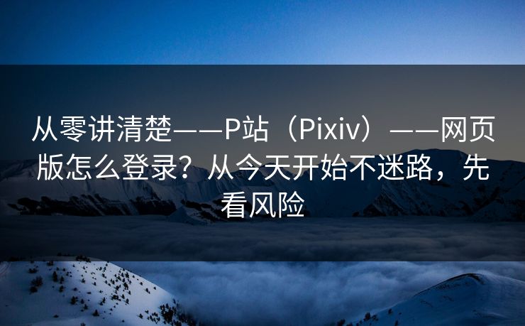 从零讲清楚——P站（Pixiv）——网页版怎么登录？从今天开始不迷路，先看风险