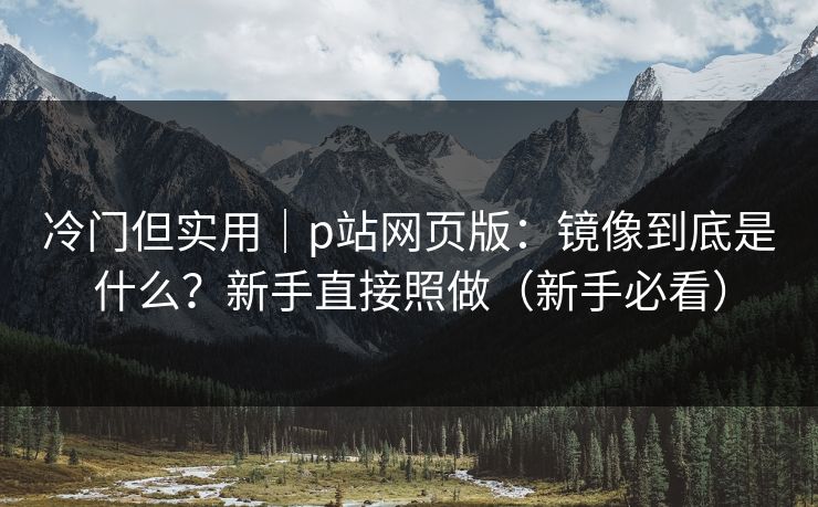冷门但实用｜p站网页版：镜像到底是什么？新手直接照做（新手必看）