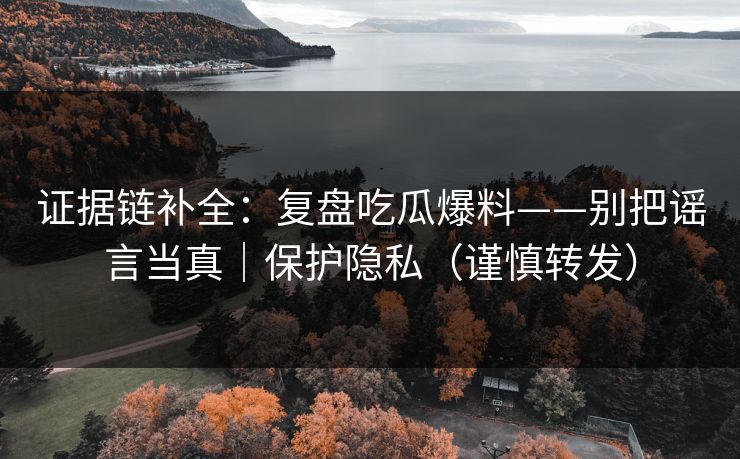 证据链补全：复盘吃瓜爆料——别把谣言当真｜保护隐私（谨慎转发）