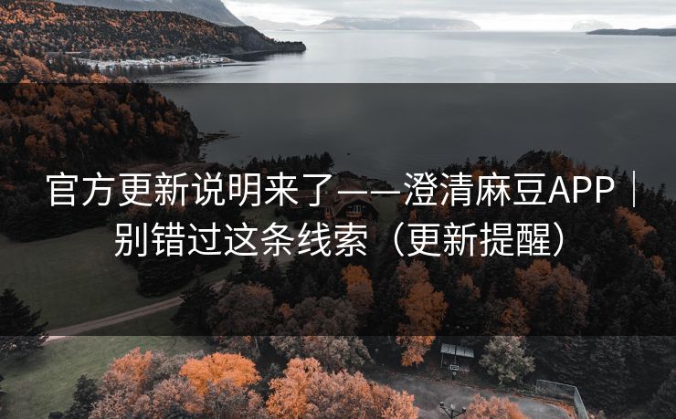 官方更新说明来了——澄清麻豆APP｜别错过这条线索（更新提醒）