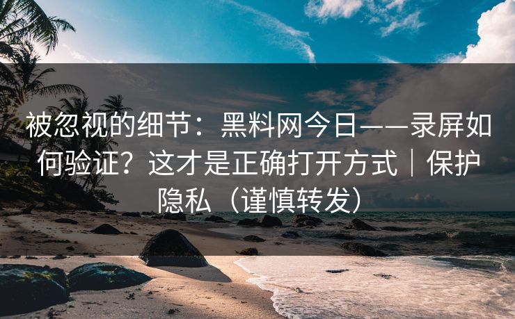 被忽视的细节：黑料网今日——录屏如何验证？这才是正确打开方式｜保护隐私（谨慎转发）