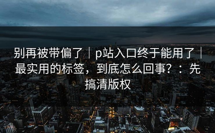 别再被带偏了｜p站入口终于能用了｜最实用的标签，到底怎么回事？：先搞清版权