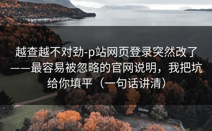 越查越不对劲-p站网页登录突然改了——最容易被忽略的官网说明，我把坑给你填平（一句话讲清）